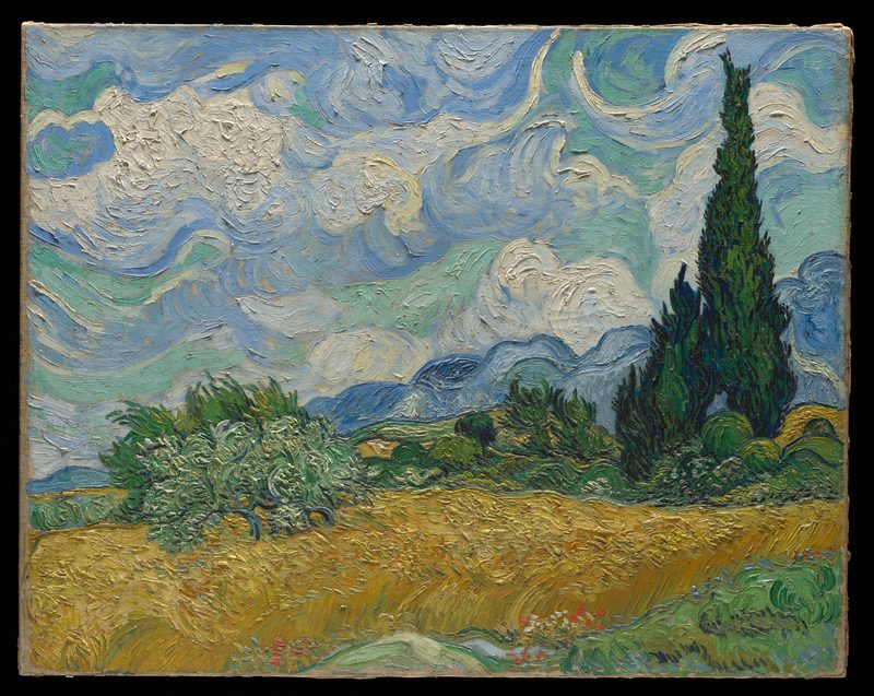 Wheat Field with Cypresses by Vincent van Gogh, framed on the Mac finish screen